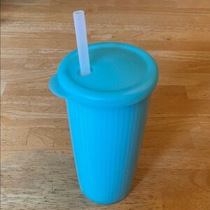 Vintage Turquoise Silicone Tumbler with Lid & Straw